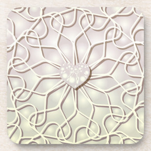 Geometrische Rose Gold LIEBE Herzmuster Getränkeuntersetzer