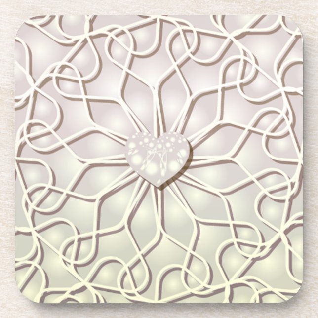 Geometrische Rose Gold LIEBE Herzmuster Getränkeuntersetzer (Vorderseite)