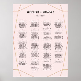 Geometrische Rose Gold Seating Chart | Benutzerdef Poster