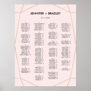 Geometrische Rose Gold Seating Chart   Benutzerdef Poster