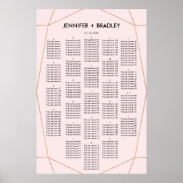 Geometrische Rose Gold Seating Chart | Benutzerdef Poster