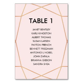 Geometrische Rose Gold Seating Chart | Benutzerdef Tischnummer
