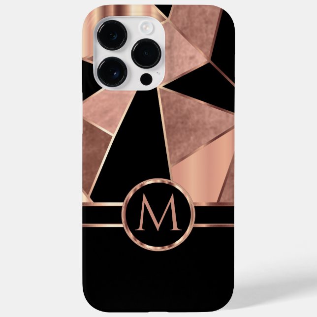 Geometrische Rose Gold und Schwarz Case-Mate iPhone Hülle (Rückseite)