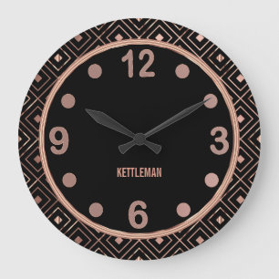 Geometrische Rose Gold und Schwarze große Uhr
