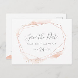 Geometrische Rose Gold Wasserfarbe Save the Date Einladungspostkarte