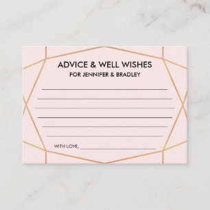 Geometrische Rose Gold Wedding Advice Card Begleitkarte