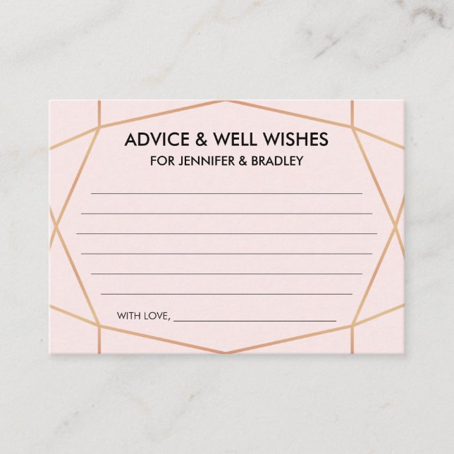 Geometrische Rose Gold Wedding Advice Card Begleitkarte (Vorderseite)