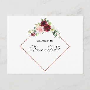 Geometrische Rose Goldene Frühlingsblume Girl Einladungspostkarte