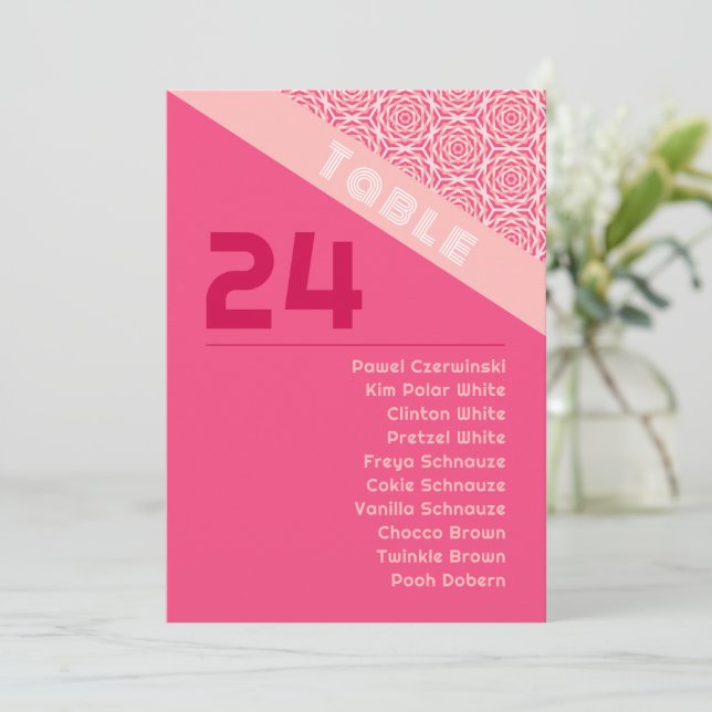 Geometrische Rose Red Wedding Chart Card Card Einladung (Stehend Vorderseite)