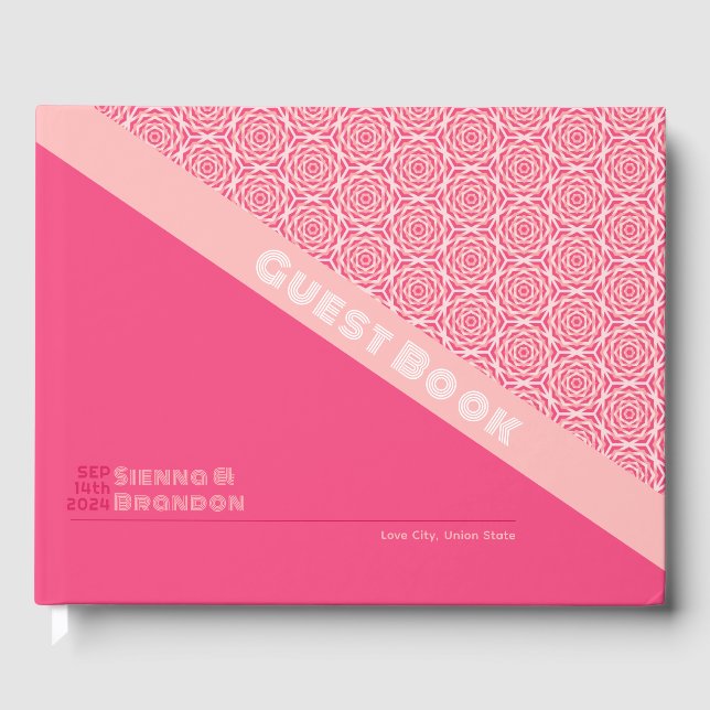 Geometrische Rose Red Wedding Gästebuch (Vorderseite)