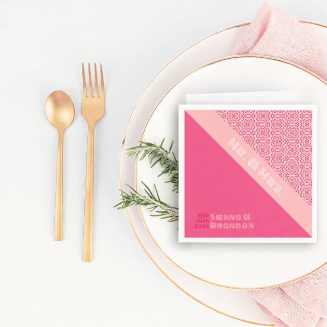 Geometrische Rose Red Wedding Napkins Serviette (Von Creator hochgeladen)
