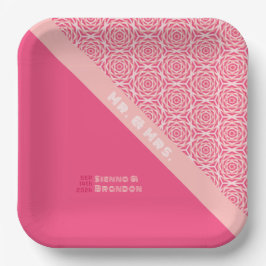 Geometrische Rose Red Wedding Paper Teller