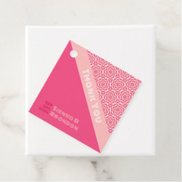 Geometrische Rose Red Wedding Square Gefälligkeits Geschenkanhänger