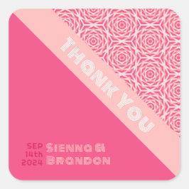 Geometrische Rose Roter Hochzeitsplatz Quadratischer Aufkleber