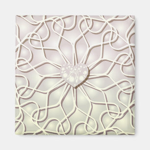 Geometrische Roségold-Herzmuster Magnet
