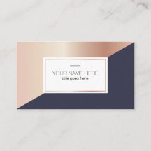 Geometrische Rosegold Marine-Visitenkarte