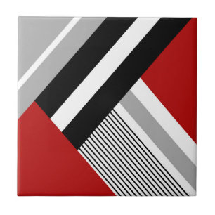 geometrische rote, graue, weiße und schwarze Forme Fliese