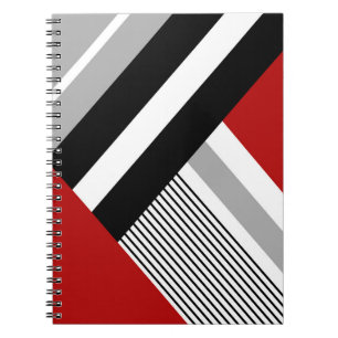 geometrische rote, graue, weiße und schwarze Forme Notizblock