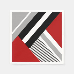 geometrische rote, graue, weiße und schwarze Forme Serviette