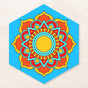 Geometrische rote Mandala-Blume-54567 Untersetzer