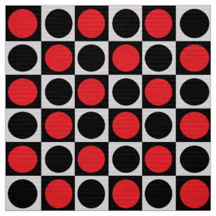 Geometrische rote schwarze Punkte Stoff