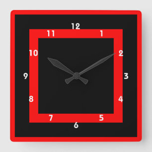 geometrische, rote und schwarze Uhr