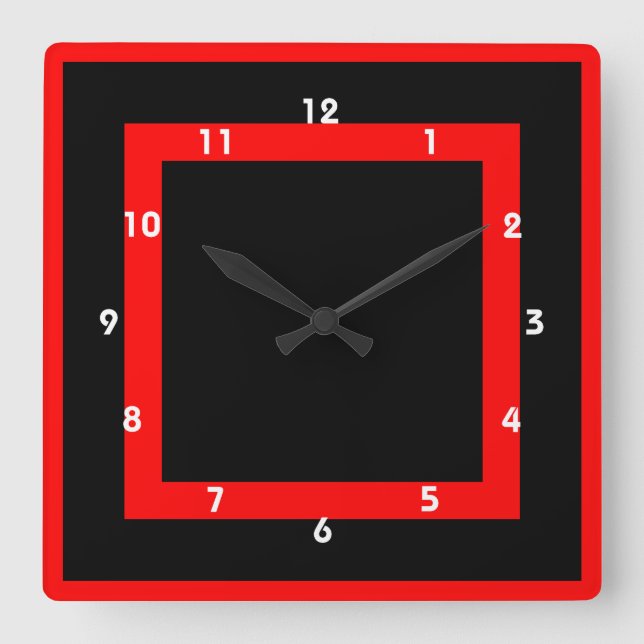 geometrische, rote und schwarze Uhr (Vorderseite)