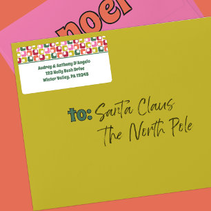 Geometrische Rücksendeadresse des Musters der 1970 Adressaufkleber