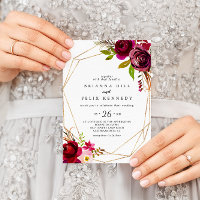 Geometrische rustikale Burgund Lässige Hochzeit