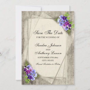 Geometrische Rustikale Pansy Save the Date