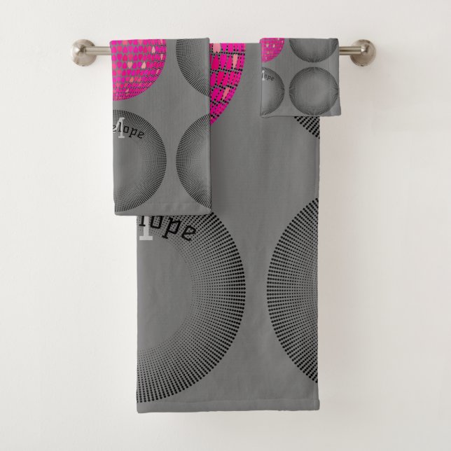 Geometrische Schaltkreise Monogramm Modernes Minim Badhandtuch Set (Insitu)