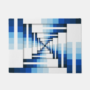 Geometrische Schichten von Blau Fußmatte