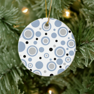Geometrische Schieferblau-Silber-Familienname Keramik Ornament