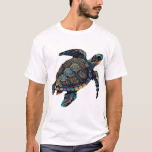 Geometrische Schildkröte Bunte Abstrakte Regenboge T-Shirt