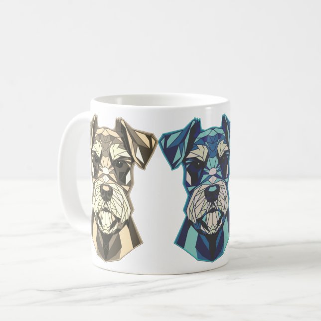 Geometrische Schnauzer-Kunst Kaffeetasse (Vorderseite Links)