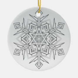 Geometrische Schneeflocke Modern Grau & Weiß Keramik Ornament