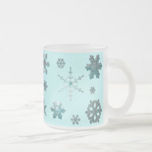 Geometrische Schneeflocken - Aqua Mattglastasse