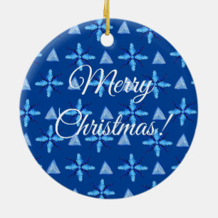 Geometrische Schneeflocken Keramik Ornament