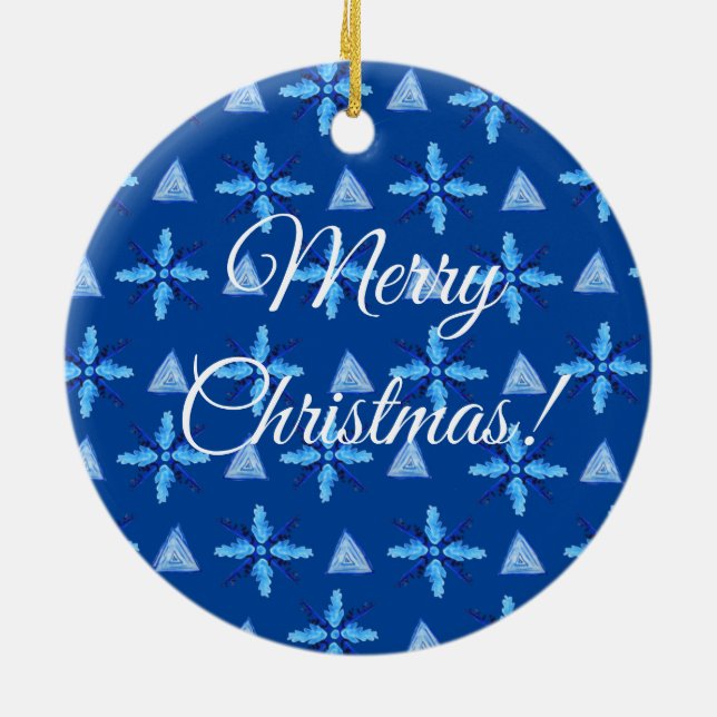 Geometrische Schneeflocken Keramik Ornament (Hinten)