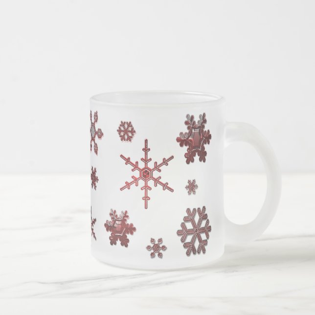 Geometrische Schneeflocken - Rot Mattglastasse (Rechts)