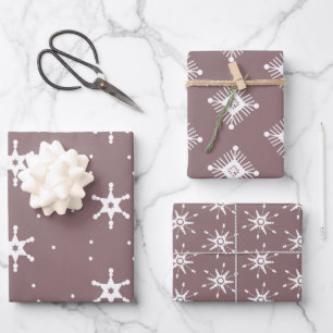Geometrische Schneeflocken Weihnachten Geschenkpapier Set