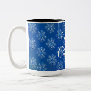 Geometrische Schneeflocken Zweifarbige Tasse