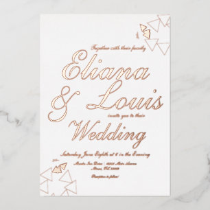 Geometrische Schrift Hochzeit geprägte Folien-Einl Folieneinladung