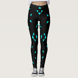 Geometrische Schwarz-Blau-Muster-Leggings Leggings
