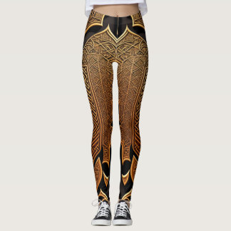 Geometrische Schwarz-Gold-Muster Leggings