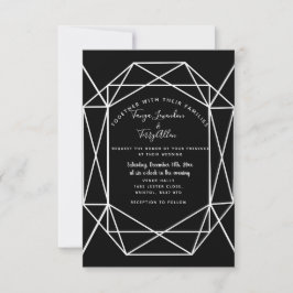 geometrische Schwarz-Kristall-Hochzeit INVITE-KART Einladung