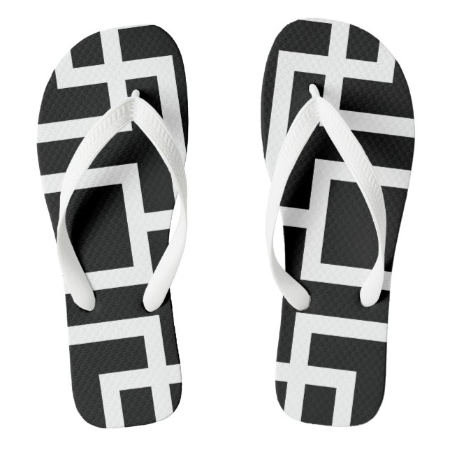 Geometrische Schwarz-Weiß-Flip-Flops Flip Flops (Fußbett)