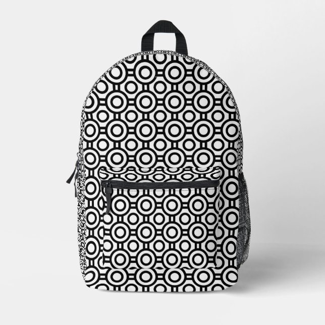 Geometrische schwarz-weiße Polka-Punkte gedruckte  Bedruckter Rucksack (Vorderseite)
