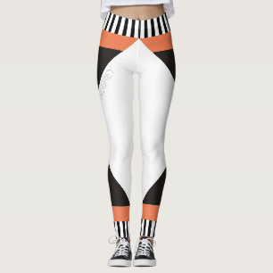 Geometrische schwarz-weiße Streifen Leggings