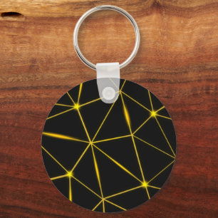 Geometrische schwarze Dreiecke, Goldlinien Schlüsselanhänger